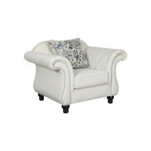 Button Tufted white Fabric Chair